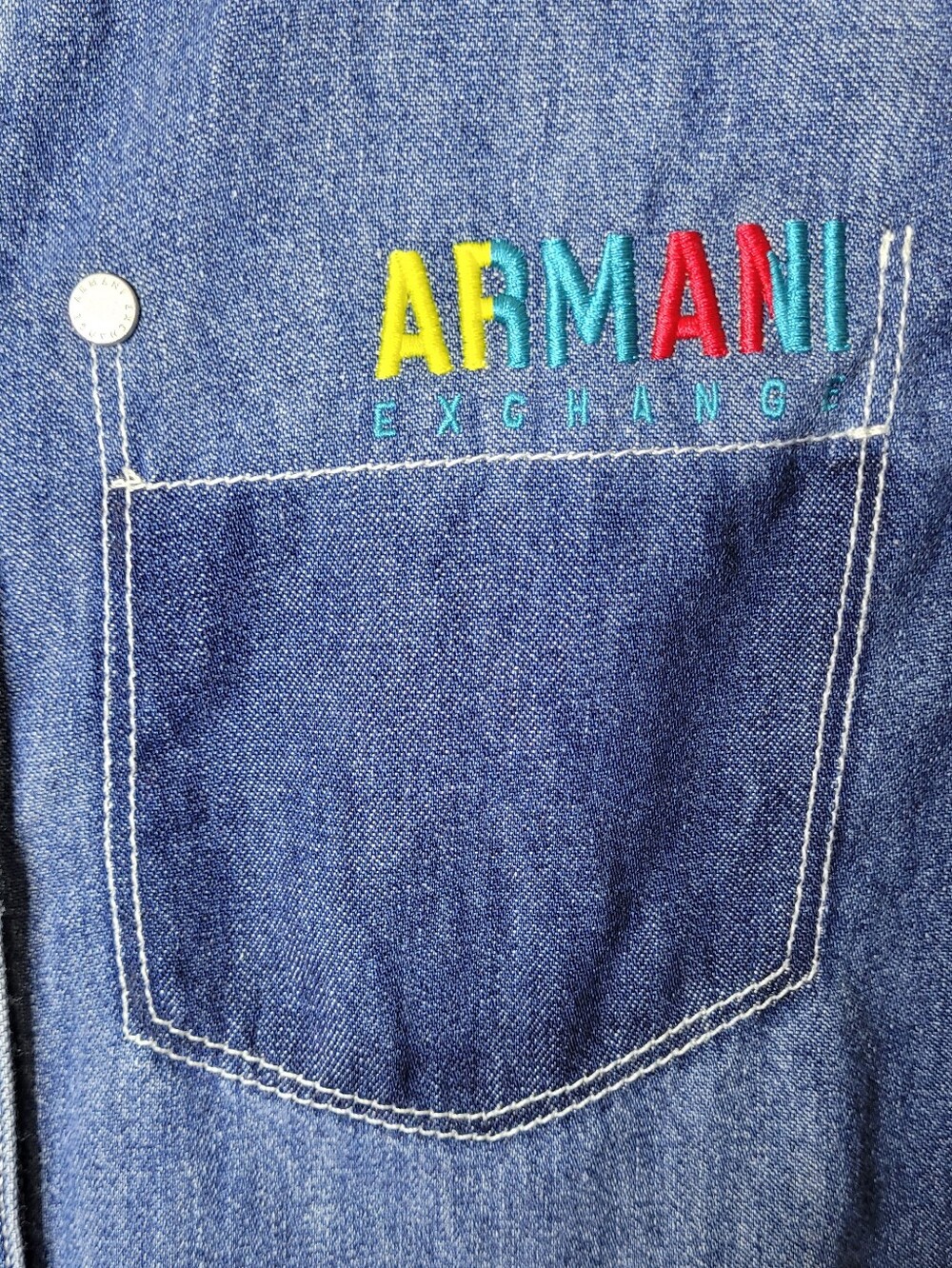 Armani Exchange Denim Button Up Shirt NWT - Picture 4 of 11
